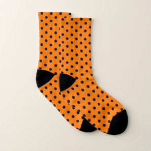 Halloween Orange Black Polka Dots Pattern Costume Socks