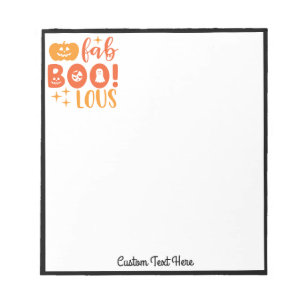 Halloween Orange Black Pumpkin Boo Personalised Notepad
