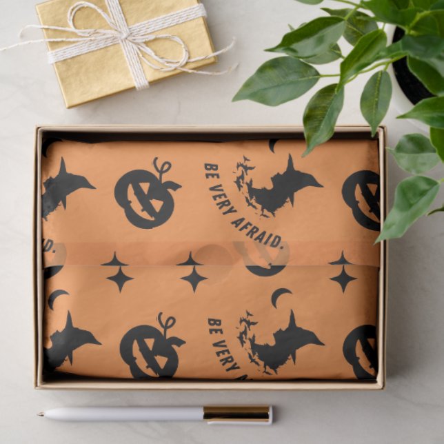 Halloween Orange Black Spooky Pumpkin Witch Tissue Paper (Gift)