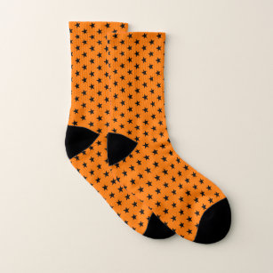 Halloween Orange Black Stars Pattern Witch Costume Socks
