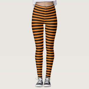 Halloween Orange Black Stripe Pattern Leggings