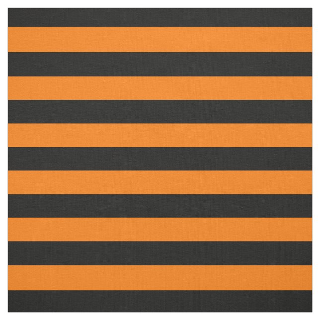 Halloween Orange Black Stripes Pattern Modern Chic Fabric (Swatch)