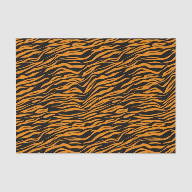 Halloween Orange Black Tiger Animal Print Tissue Paper (Front)