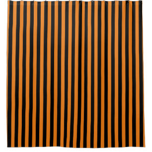 Halloween Orange Black Vertical Stripe Shower Curtain