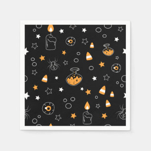 halloween orange black white napkin