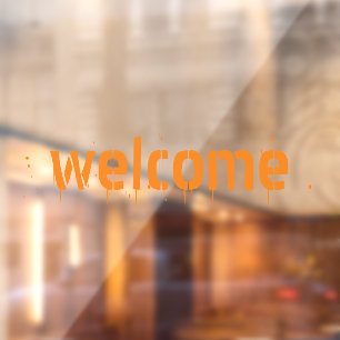 Halloween orange bloody welcome custom text  window cling