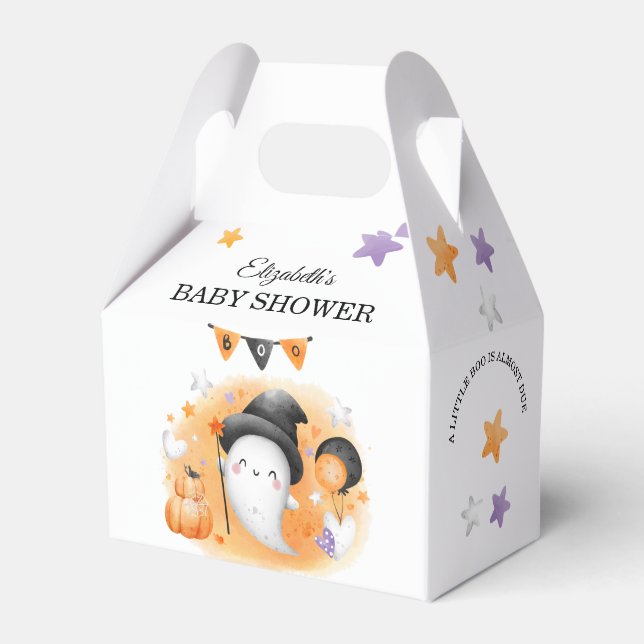 Halloween Orange Boo Baby Shower Cute Favour Box (Front Side)