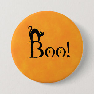 Halloween Orange - "Boo! with Black Cat" 7.5 Cm Round Badge