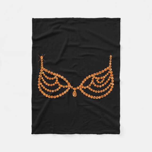 Halloween Orange Bra Design Costume Show  Fleece Blanket (Front)