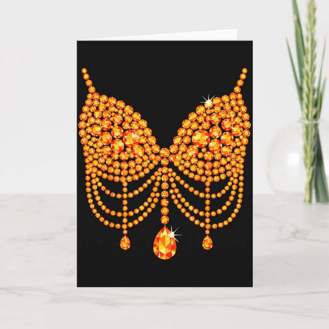 Halloween Orange Bra Design Costume Show Girls  Card (Front)