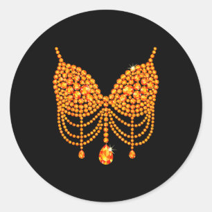 Halloween Orange Bra Design Costume Show Girls Classic Round Sticker