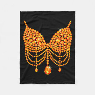 Halloween Orange Bra Design Costume Show Girls Fleece Blanket