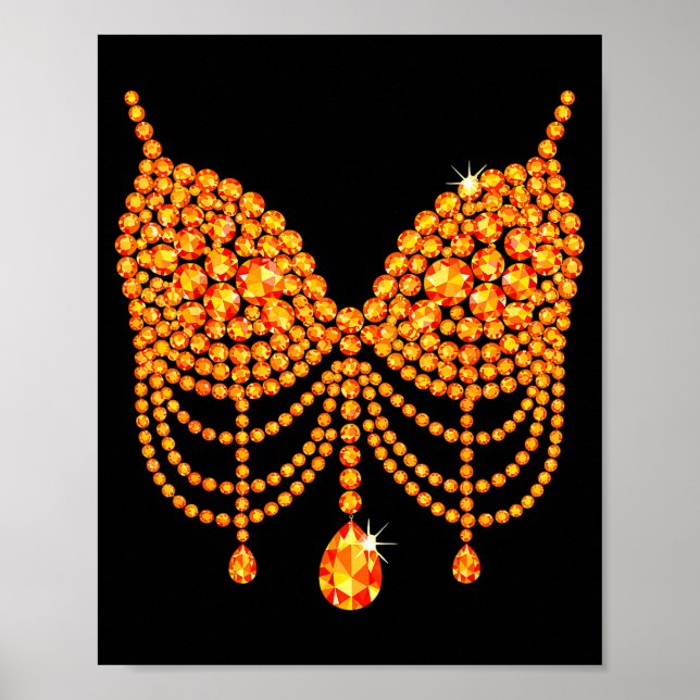 Halloween Orange Bra Design Costume Show Girls  Poster (Front)