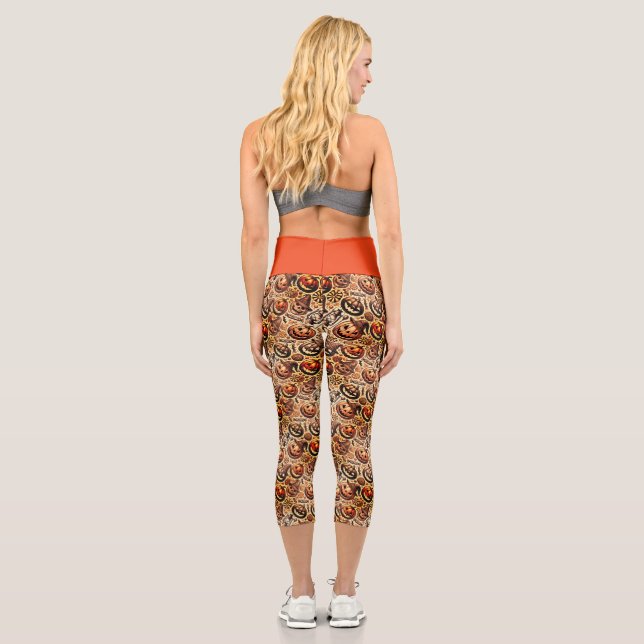 Halloween orange brown stylish capri leggings (Back)