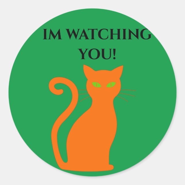 Halloween orange cat sticker. classic round sticker (Front)
