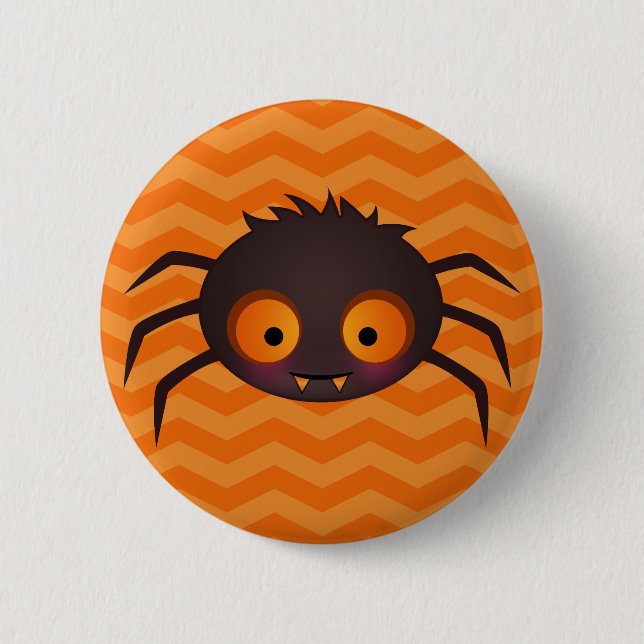 Halloween Orange Chevron Cute Spider Design 6 Cm Round Badge (Front)