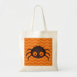 Halloween Orange Chevron Cute Spider Design Tote Bag