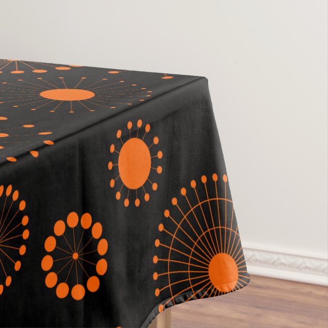 Halloween Orange Circles Over Black Tablecloth (In Situ)