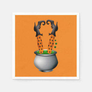 Halloween orange cute funny witch napkin