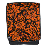 Halloween Orange Elegant Floral Damasks