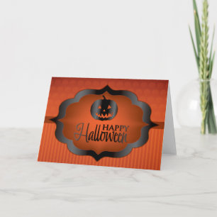 Halloween orange jack o'lantern card