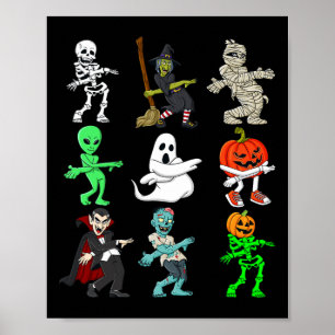 Halloween Orange Justice Monsters Skeleton Boys Gi Poster