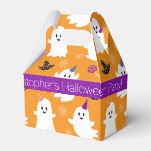 Halloween Orange Little Ghost Kids party Thank you Favour Box