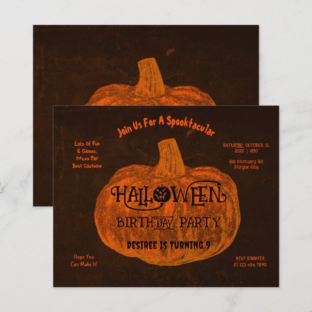 Halloween Orange Pumpkin Birthday Party Budget (Front/Back)