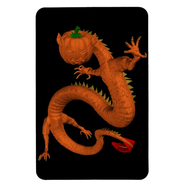 Halloween  Orange Pumpkin Dragon Magnet (Vertical)