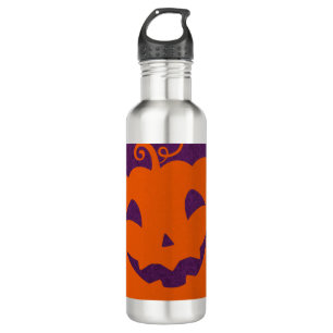 Halloween Orange Pumpkin on Purple Background 710 Ml Water Bottle