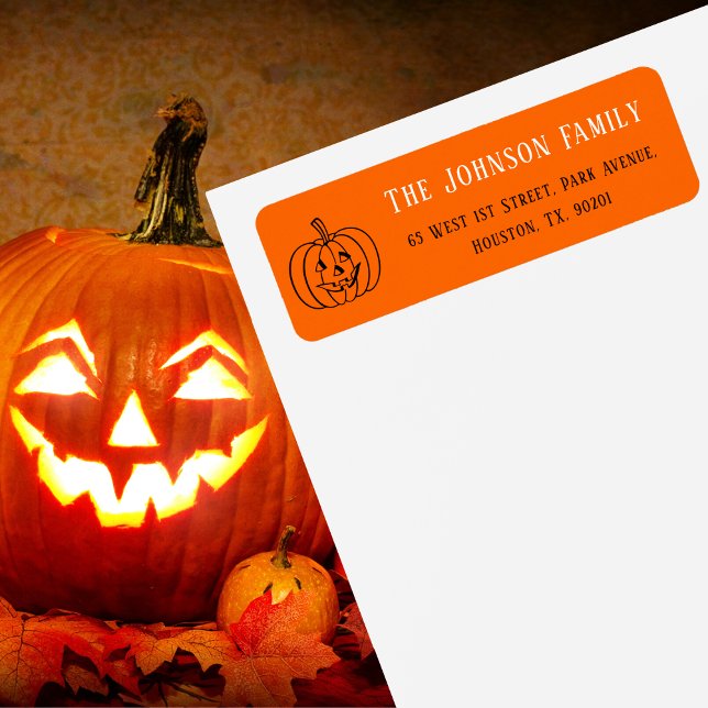 Halloween Orange Pumpkin Party Mail Return Address (Halloween Orange Pumpkin Party Mail Return Address Label)