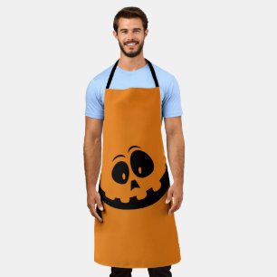 Halloween orange pumpkin spooky face autumn funny apron