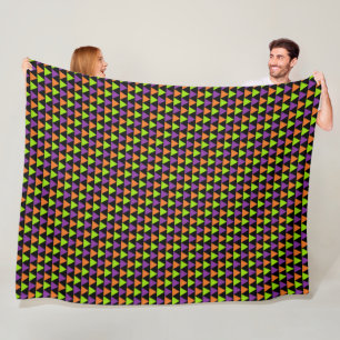 HALLOWEEN ORANGE PURPLE GREEN BLACK TRIANGLES FLEECE BLANKET