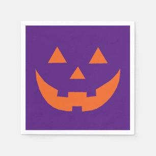 Halloween orange purple Jack o lantern paper Napkin