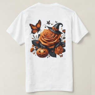 Halloween Orange Rose Witch Hat Pumpkin T-Shirt