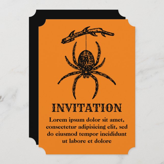 Halloween Orange Spider Invitation (Front/Back)