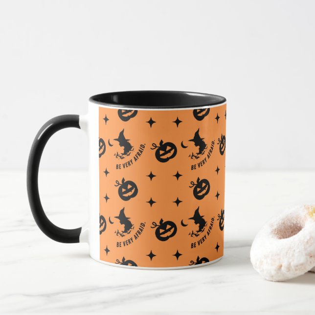 Halloween Orange Spooky Pumpkin Witch  Mug (With Donut)