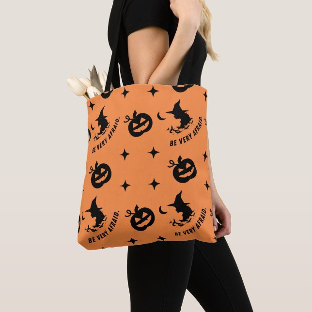 Halloween Orange Spooky Pumpkin Witch  Tote Bag (Close Up)