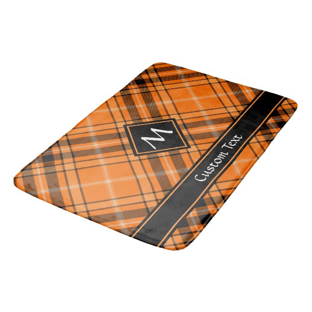 Halloween Orange Tartan Bath Mat (Angled)
