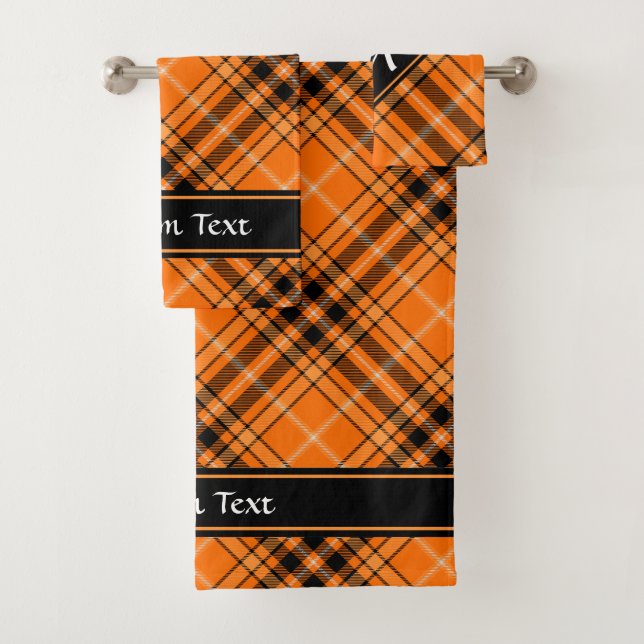 Halloween Orange Tartan Bath Towel Set (Insitu)