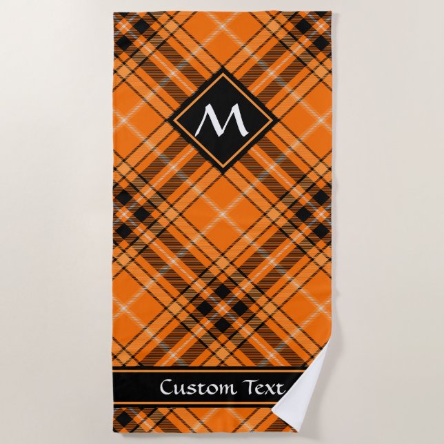 Halloween Orange Tartan Beach Towel (Front)