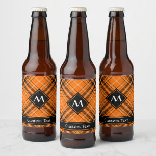 Halloween Orange Tartan Beer Bottle Label