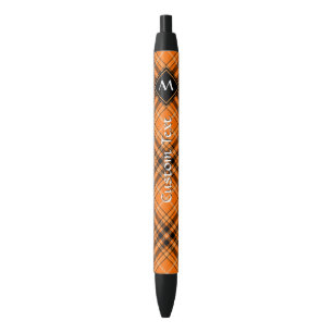 Halloween Orange Tartan Black Ink Pen