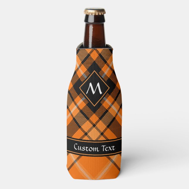 Halloween Orange Tartan Bottle Cooler (Bottle Front)