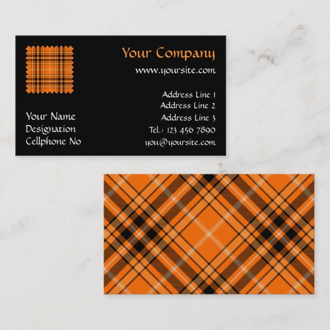 Halloween Orange Tartan Business Card (Front/Back)
