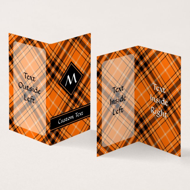 Halloween Orange Tartan Business Card (Inside and Outside)