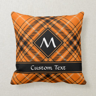 Halloween Orange Tartan Cushion