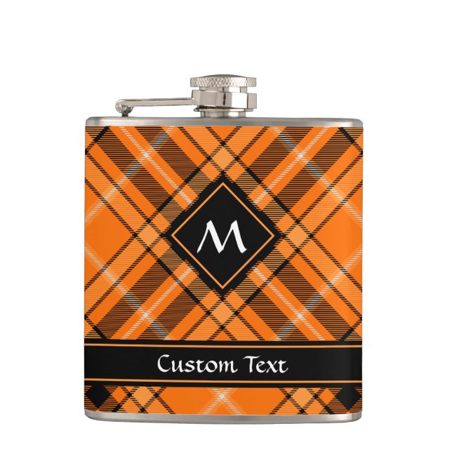 Halloween Orange Tartan Hip Flask (Front)