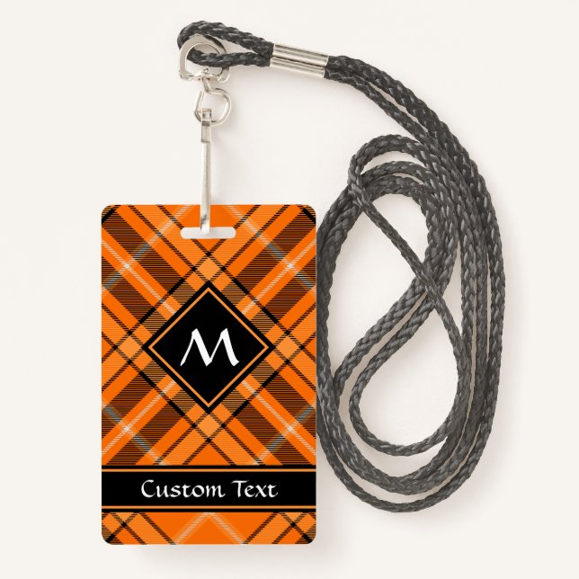 Halloween Orange Tartan ID Badge (Front with Lanyard)