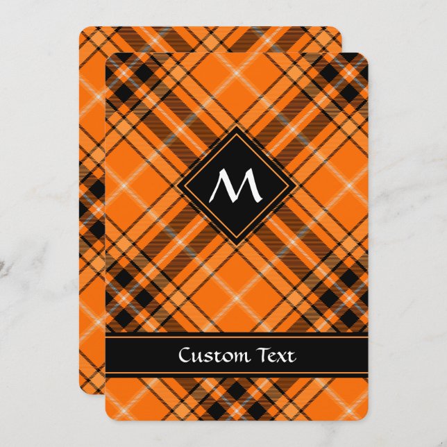 Halloween Orange Tartan Invitation (Front/Back)